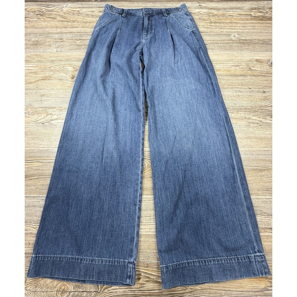 Lucky Brand Palazzo Jeans 2/26R FITS 28x32 Mid-Rise Wide Leg Blue Pleated Front